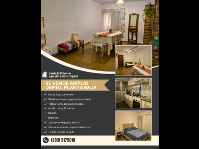 Departamentos Venta Santiago Del Estero AMPLIO DEPTO. PLANTA BAJA CON GARAJE