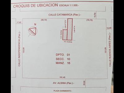 Terrenos Venta Santiago Del Estero IMPORTANTE TERRENO EN CALLE CATAMARCA AL 200